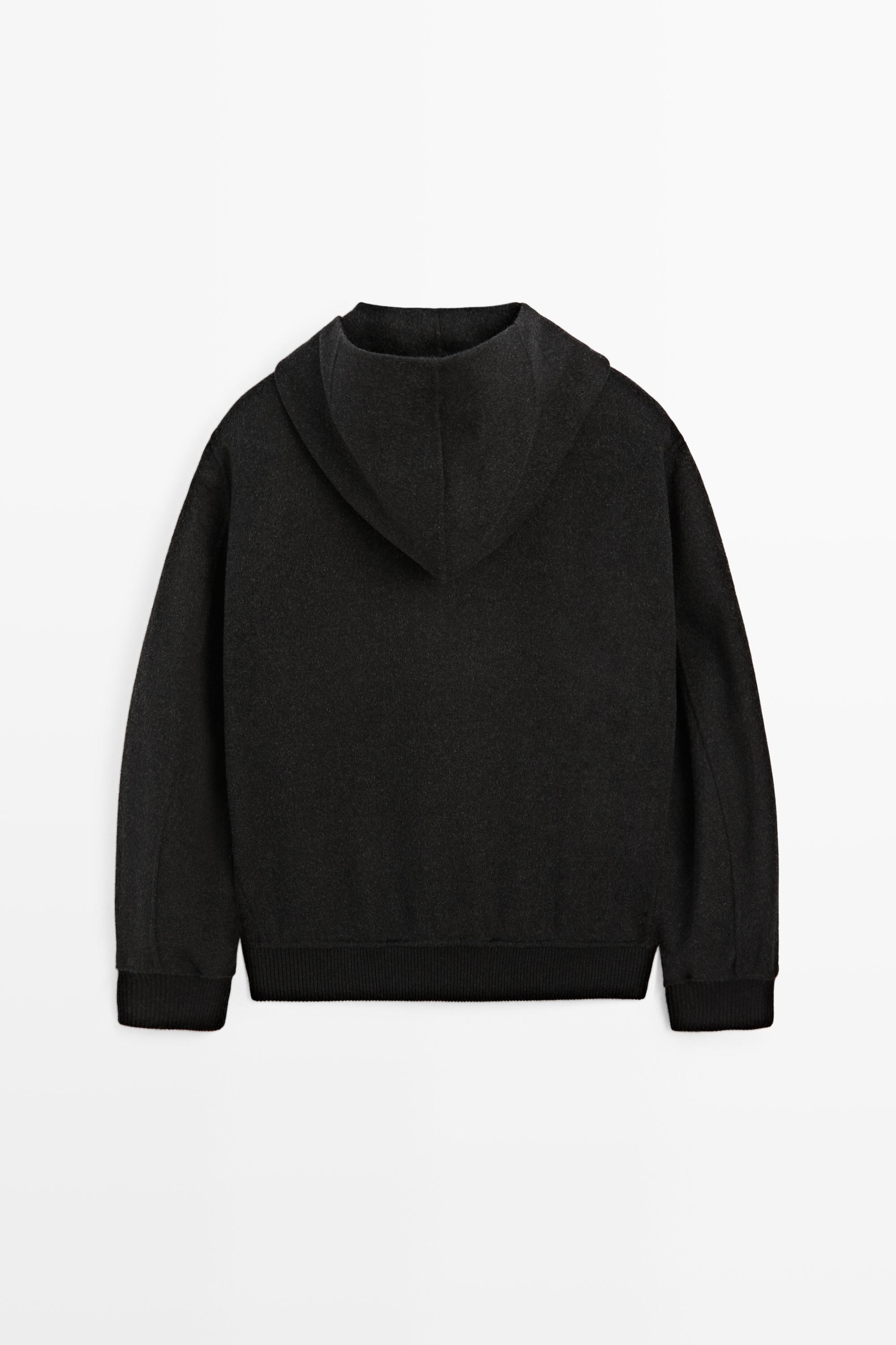 Wool blend double-knit hooded jacket